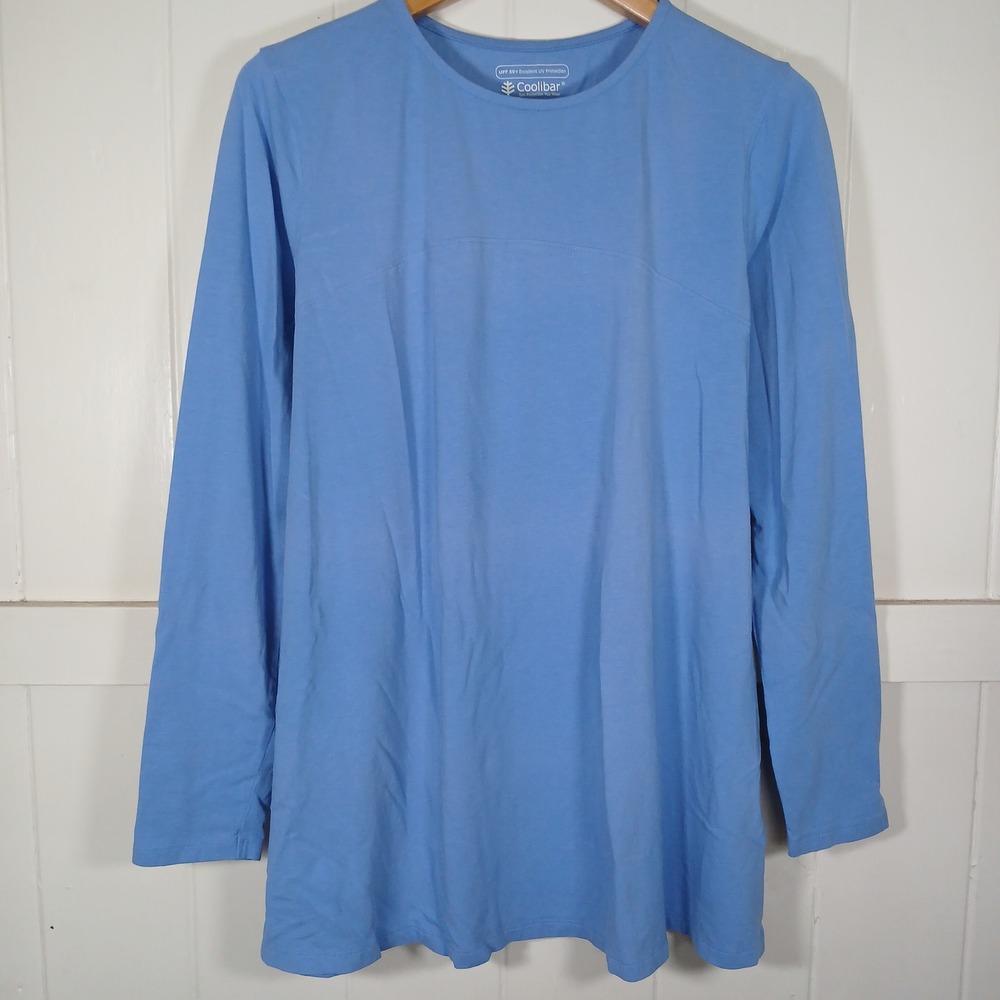 Coolibar Daybreak Swing Top Mens M Blue UPF 50+ Bamboo Blend Long Sleeve Tee